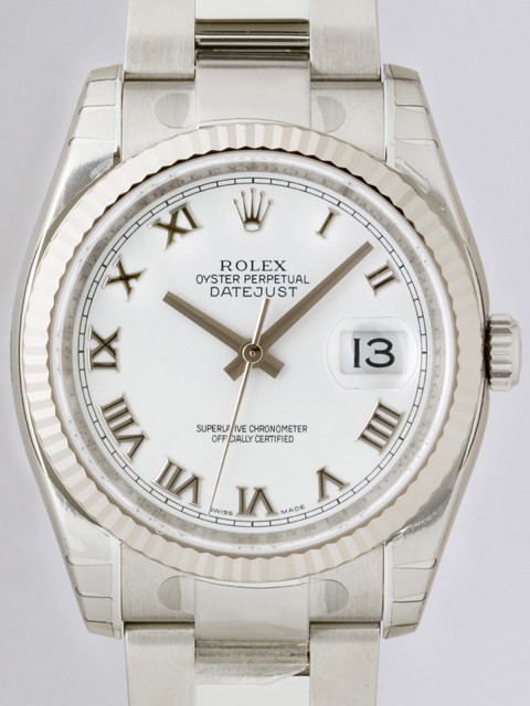 ロレックススーパーコピー ROLEX パーペチュアル デイトジャスト メンズ 116234 オイスターブレス ホワイトローマ