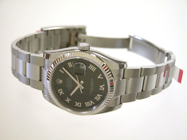 ロレックススーパーコピー ROLEX パーペチュアル デイトジャスト メンズ 116234 オイスターブレス ブラックサンビームローマ
