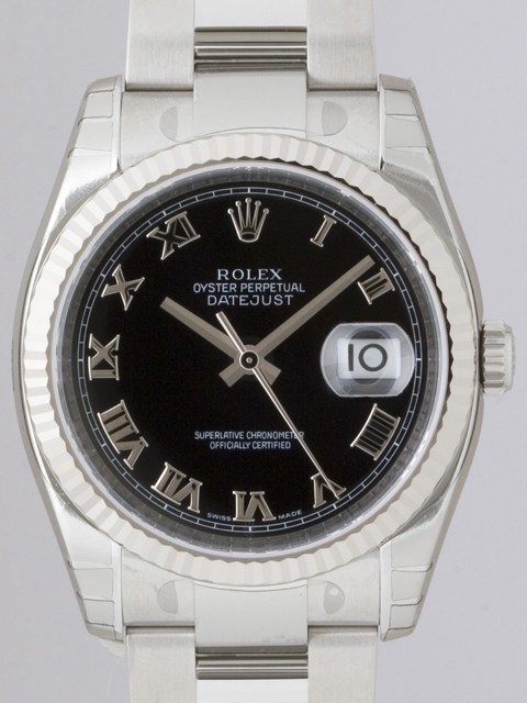 ロレックススーパーコピー ROLEX パーペチュアル デイトジャスト メンズ 116234 オイスターブレス ブラックローマ