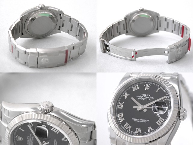 ロレックススーパーコピー ROLEX パーペチュアル デイトジャスト メンズ 116234 オイスターブレス ブラックローマ