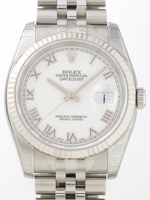 ロレックススーパーコピー ROLEX パーペチュアル デイトジャスト メンズ 116234 ジュビリーブレス ホワイトローマ