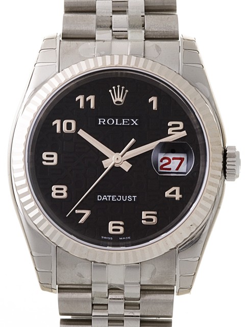 ロレックススーパーコピー ROLEX パーペチュアル デイトジャスト メンズ 116234 ジュビリーブレス ブラックコンピューターアラビア