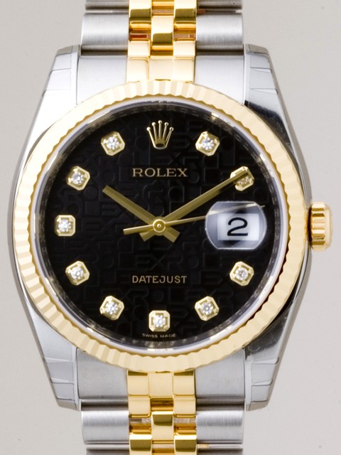 ロレックススーパーコピー ROLEX パーペチュアル デイトジャスト メンズ 116233J ジュビリーブレス ブラックコンピューター