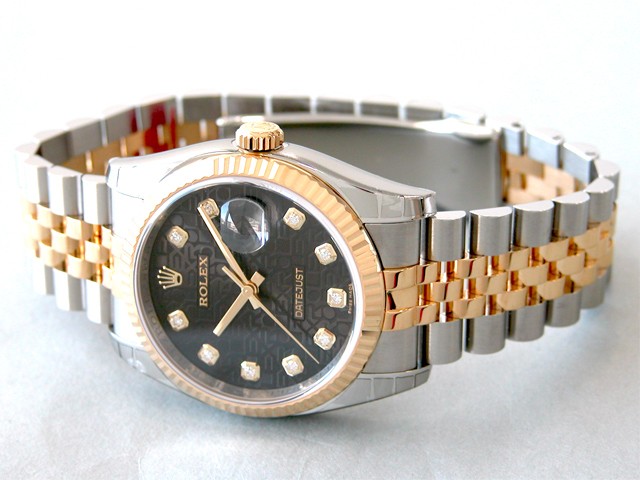 ロレックススーパーコピー ROLEX パーペチュアル デイトジャスト メンズ 116233J ジュビリーブレス ブラックコンピューター