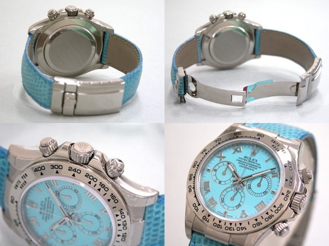 ロレックスコピー ROLEX デイトナ 116519 ビーチ ブルーリザード皮ベルト ブルーローマ