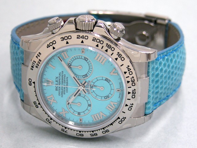 ロレックスコピー ROLEX デイトナ 116519 ビーチ ブルーリザード皮ベルト ブルーローマ
