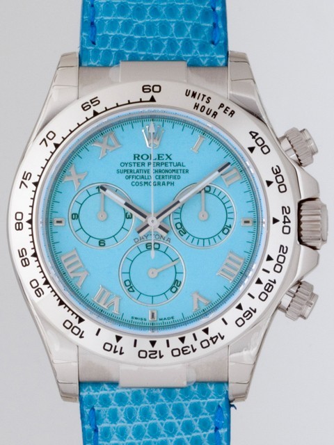 ロレックスコピー ROLEX デイトナ 116519 ビーチ ブルーリザード皮ベルト ブルーローマ