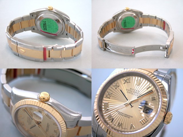ロレックススーパーコピー ROLEX パーペチュアル デイトジャスト メンズ 116233 オイスターブレス シャンパンサンビームローマ