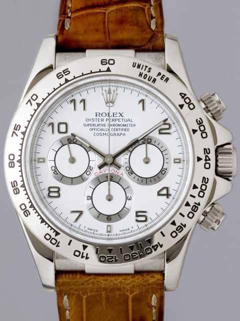 ロレックスコピー ROLEX デイトナ 116519 茶皮 ホワイトアラビア メンズ