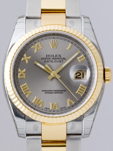 ロレックススーパーコピー ROLEX パーペチュアル デイトジャスト メンズ 116233 オイスターブレス グレーローマ