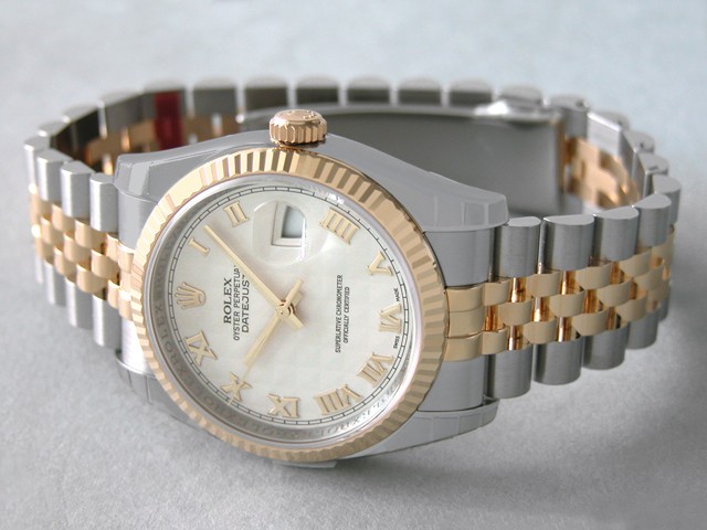 ロレックススーパーコピー ROLEX パーペチュアル デイトジャスト メンズ 116233 ジュビリーブレス アイボリーピラミッドローマ