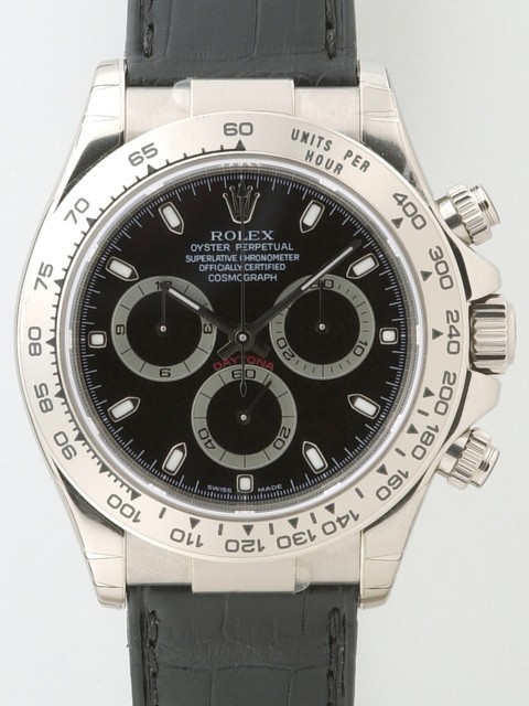ロレックスコピー ROLEX デイトナ 116519 黒皮 ブラック 自動巻 メンズ