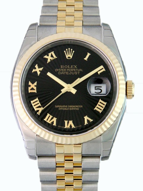 ロレックススーパーコピー ROLEX パーペチュアル デイトジャスト メンズ 116233 ジュビリーブレス ブラックサンビームローマ