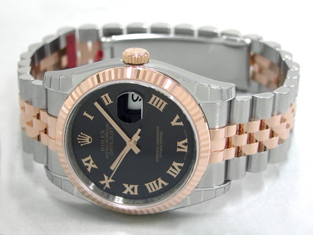 ロレックススーパーコピー ROLEX パーペチュアル デイトジャスト メンズ 116231 ジュビリーブレス ブラックサンビームローマ