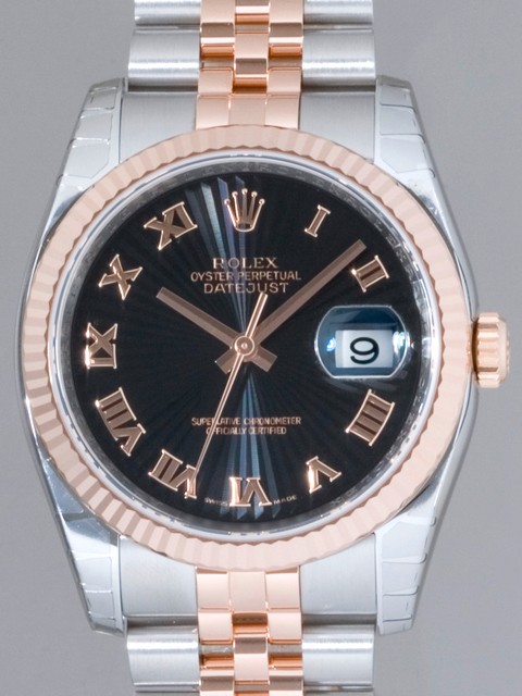 ロレックススーパーコピー ROLEX パーペチュアル デイトジャスト メンズ 116231 ジュビリーブレス ブラックサンビームローマ