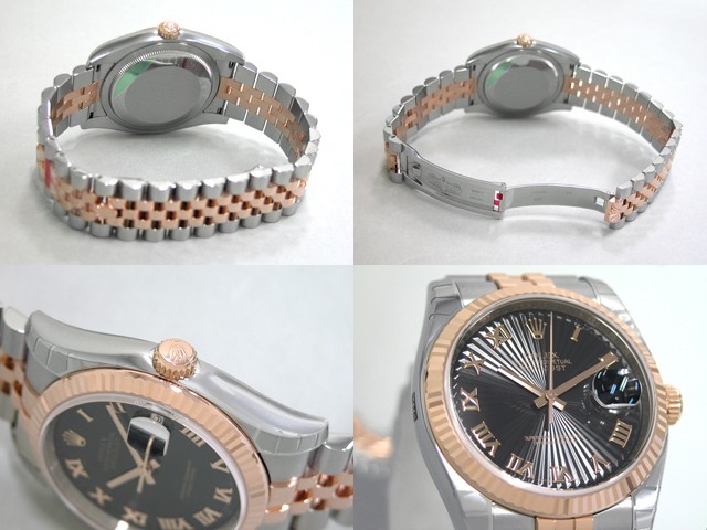 ロレックススーパーコピー ROLEX パーペチュアル デイトジャスト メンズ 116231 ジュビリーブレス ブラックサンビームローマ