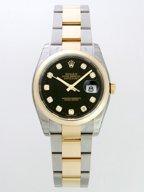 ロレックススーパーコピー ROLEX パーペチュアル デイトジャスト メンズ 116203G オイスターブレス ブラック