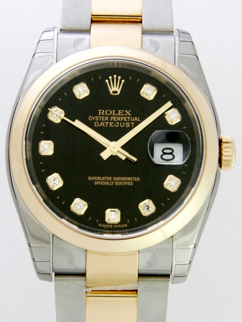 ロレックススーパーコピー ROLEX パーペチュアル デイトジャスト メンズ 116203G オイスターブレス ブラック