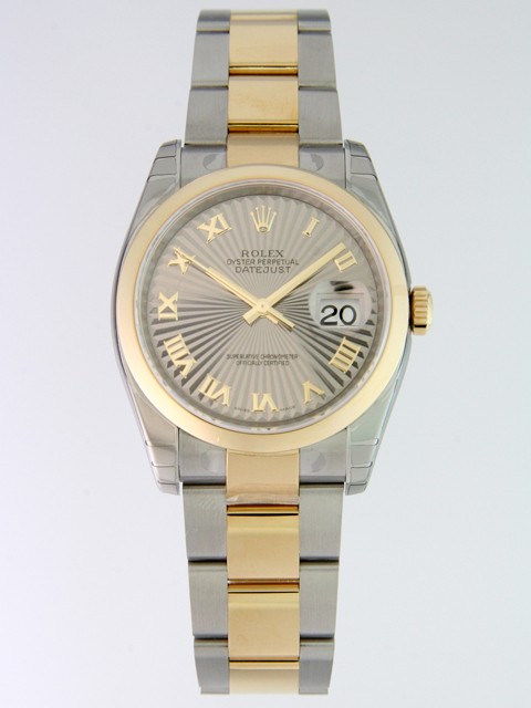 ロレックススーパーコピー ROLEX パーペチュアル デイトジャスト メンズ 116203 オイスターブレス グレーサンビームローマ