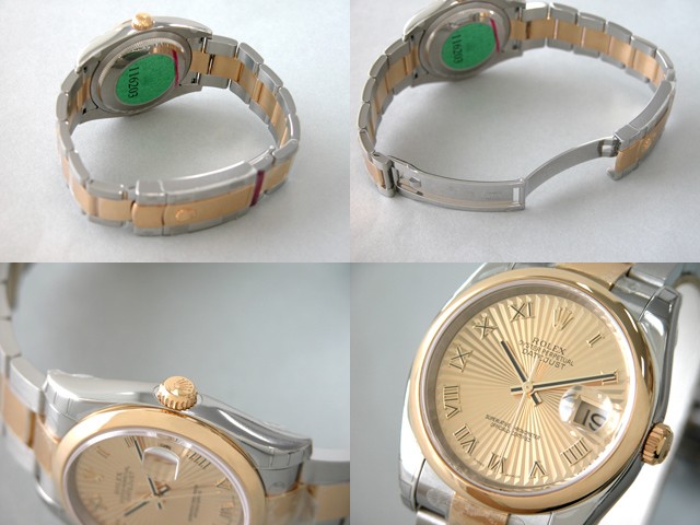 ロレックススーパーコピー ROLEX パーペチュアル デイトジャスト メンズ 116203 オイスターブレス シャンパンサンビームローマ