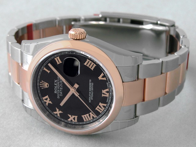 ロレックススーパーコピー ROLEX パーペチュアル デイトジャスト メンズ 116201 オイスターブレス ブラックローマ