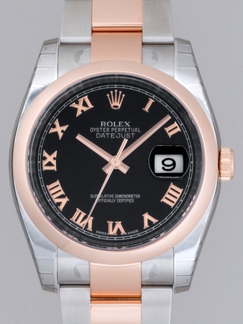 ロレックススーパーコピー ROLEX パーペチュアル デイトジャスト メンズ 116201 オイスターブレス ブラックローマ
