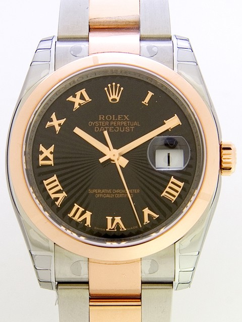 ロレックススーパーコピー ROLEX パーペチュアル デイトジャスト メンズ 116201 オイスターブレス ブラックサンビムローマ