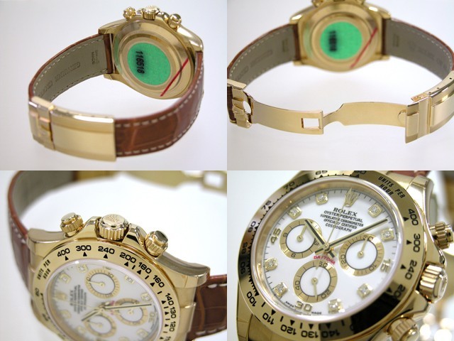 ロレックススーパーコピー ROLEX デイトナ 116518G 茶皮 ホワイト 自動巻 メンズ