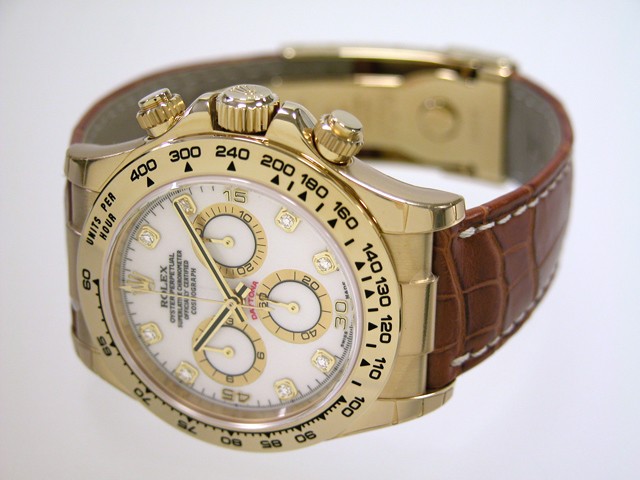 ロレックススーパーコピー ROLEX デイトナ 116518G 茶皮 ホワイト 自動巻 メンズ