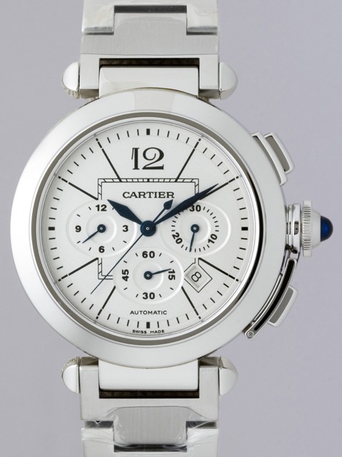 カルティエスーパーコピー Cartier パシャ 42mm クロノグラフ W31085M7 ブレス ホワイト 自動巻