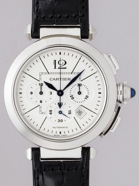 カルティエスーパーコピー Cartier パシャ 42mm クロノグラフ W3108555 ＳＳ 皮 ホワイト