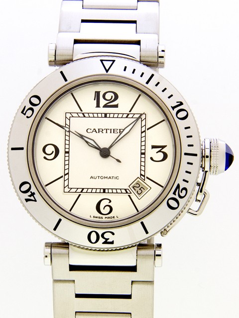 カルティエスーパーコピー Cartier パシャ W31080M7 シータイマー ステンブレス ホワイト 自動巻