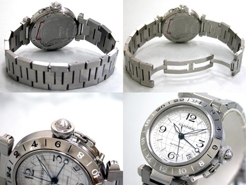 カルティエスーパーコピー Cartier パシャＣ W31078M7 ＧＭＴ 新型 シルバー 自動巻