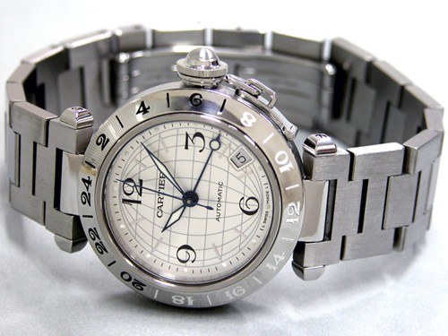 カルティエスーパーコピー Cartier パシャＣ W31078M7 ＧＭＴ 新型 シルバー 自動巻