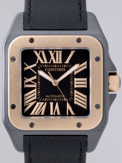 カルティエスーパーコピー Cartier サントス100 LM カーボン W2020009 PG/SS ブラック