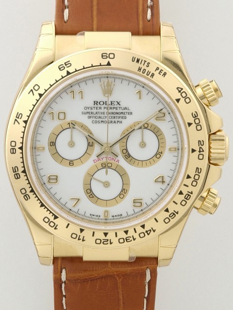 ロレックスコピー ROLEX デイトナ 116518 茶皮 ホワイトアラビア 自動巻