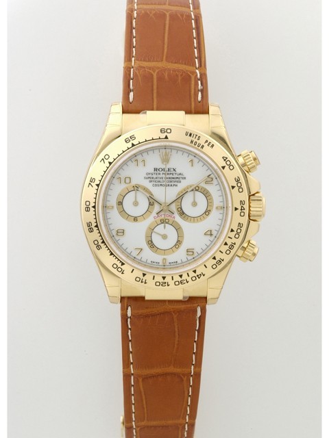 ロレックスコピー ROLEX デイトナ 116518 茶皮 ホワイトアラビア 自動巻