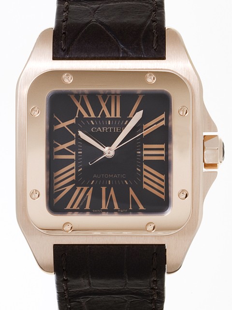 カルティエスーパーコピー Cartier サントス100 2007年限定 W20127Y1 ＰＧ 茶皮 ブラウン