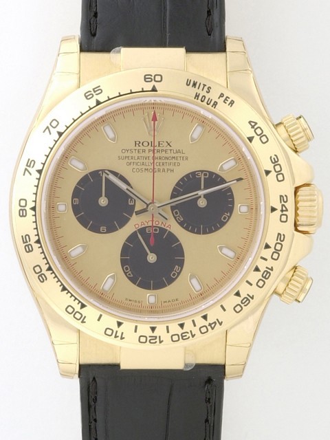 ロレックスコピー ROLEX デイトナ 116518 黒皮 金／黒目 自動巻 メンズ