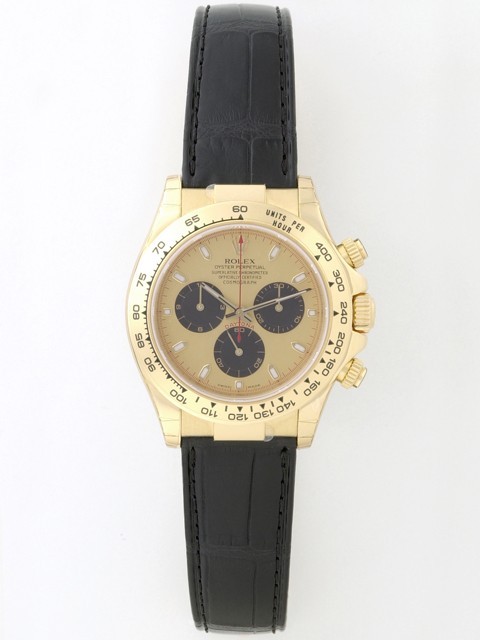 ロレックスコピー ROLEX デイトナ 116518 黒皮 金／黒目 自動巻 メンズ