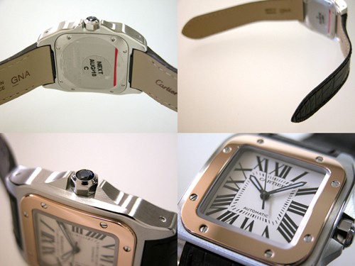 カルティエスーパーコピー Cartier サントス100 MM レディース W20107X7 茶皮 ホワイト 自動巻