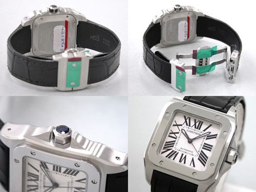 カルティエスーパーコピー Cartier サントス100 MM レディース W20106X8 SS 黒皮 ホワイト