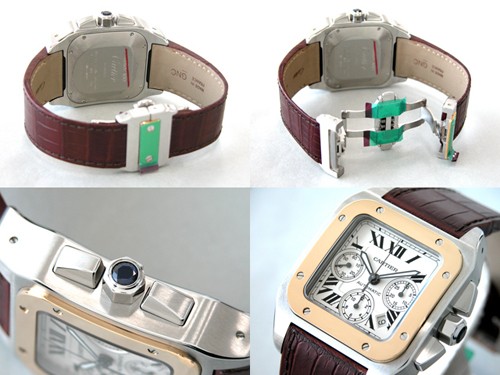 カルティエスーパーコピー Cartier サントス100 W20091X7 ＳＧ クロノグラフ 茶皮 ホワイト