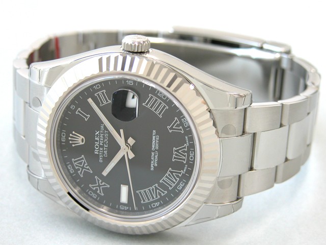 ロレックススーパーコピー ROLEX パーペチュアル デイトジャストII メンズ 116334 オイスターブレス ブラック/ブラックローマ
