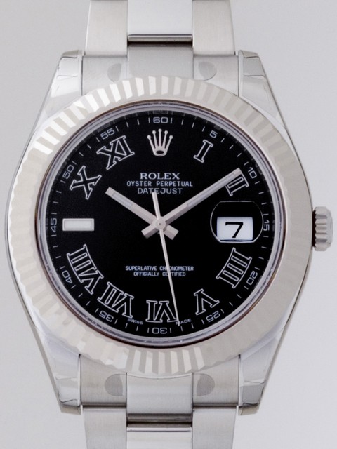 ロレックススーパーコピー ROLEX パーペチュアル デイトジャストII メンズ 116334 オイスターブレス ブラック/ブラックローマ