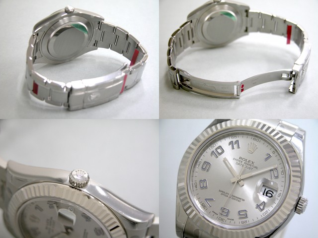 ロレックススーパーコピー ROLEX パーペチュアル デイトジャストII メンズ 116334 オイスターブレス グレー/ブルーアラビア