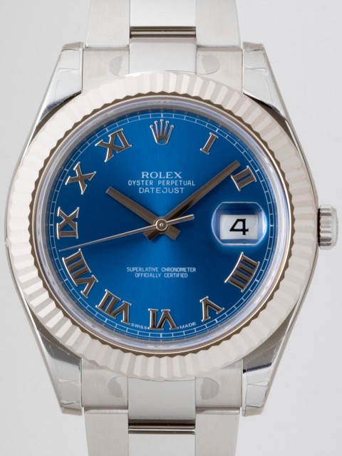 ロレックススーパーコピー ROLEX パーペチュアル デイトジャストII メンズ 116334 オイスターブレス ブルーローマ