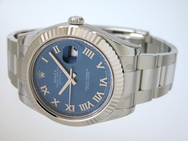 ロレックススーパーコピー ROLEX パーペチュアル デイトジャストII メンズ 116334 オイスターブレス ブルーローマ
