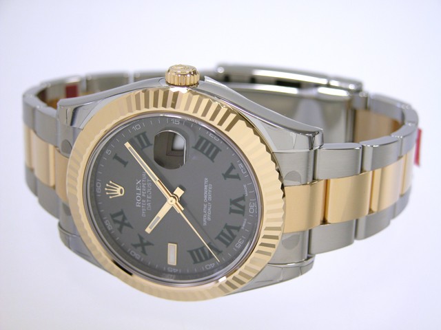 ロレックススーパーコピー ROLEX パーペチュアル デイトジャストII メンズ 116333 オイスターブレス グレーローマ