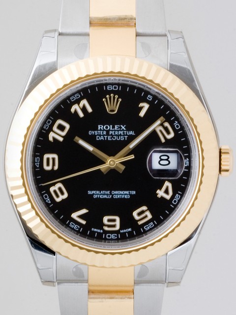 ロレックススーパーコピー ROLEX パーペチュアル デイトジャストII メンズ 116333 オイスターブレス ブラックアラビア